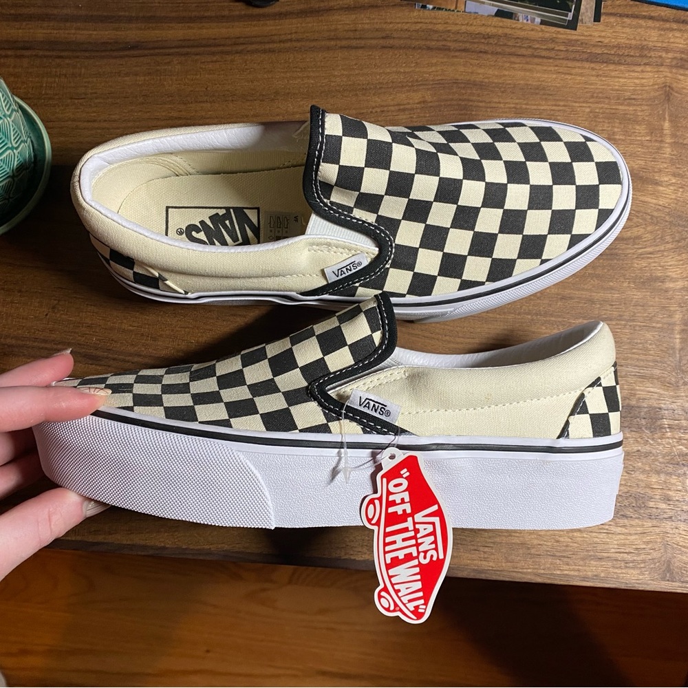 1 inch platform checkered vans BNWT